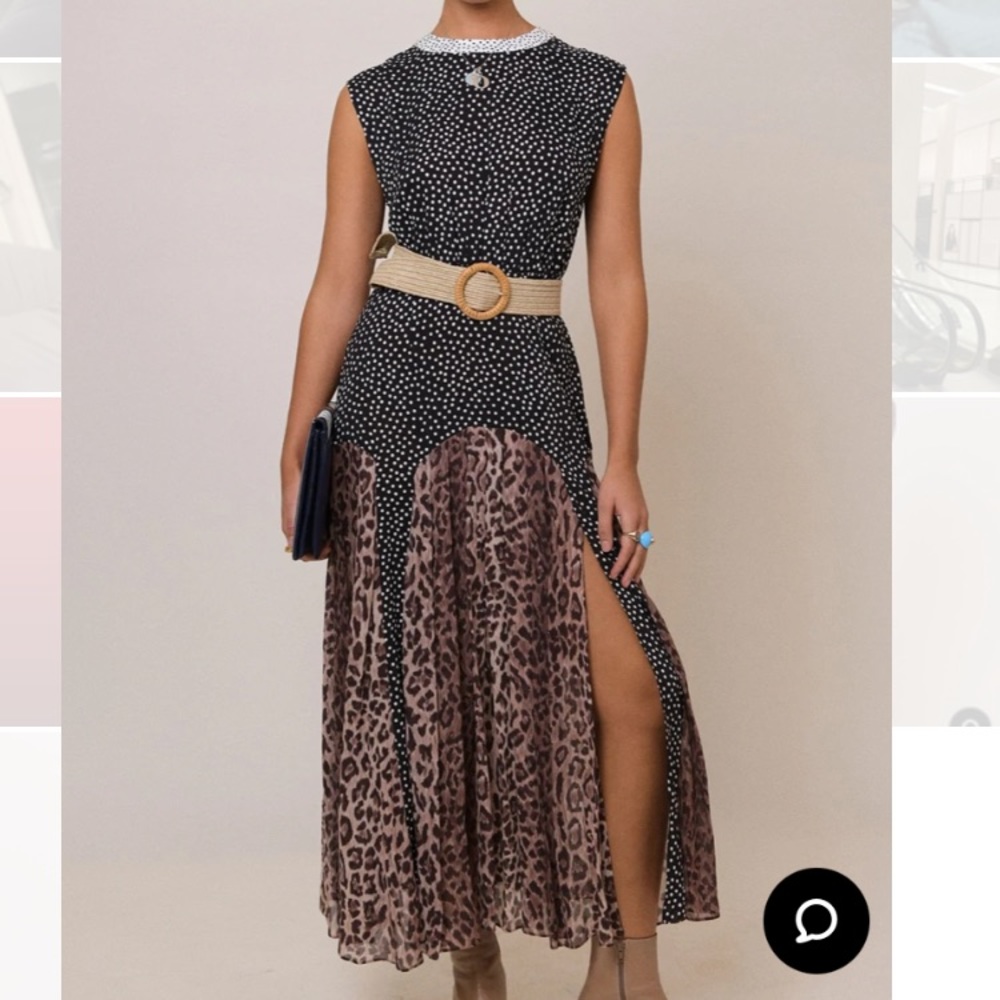 Rixo Leopard Polka Dot Dress